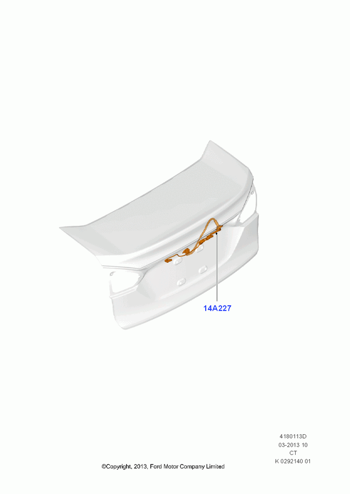 13D - Wiring - Body Closures, 4 Door Sedan, Decklid; 29/APR/2013-01/AUG/2019