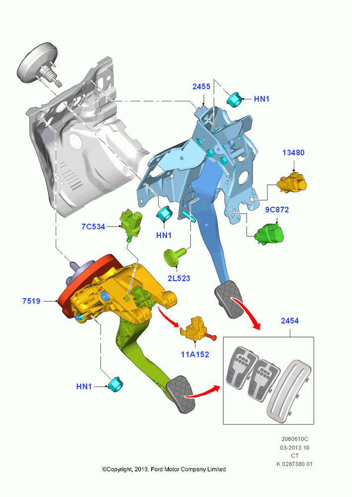 10C - Brake and Clutch Controls, 6 Speed Manual Trans - B6; 24/JUN/2013-01/AUG/2019