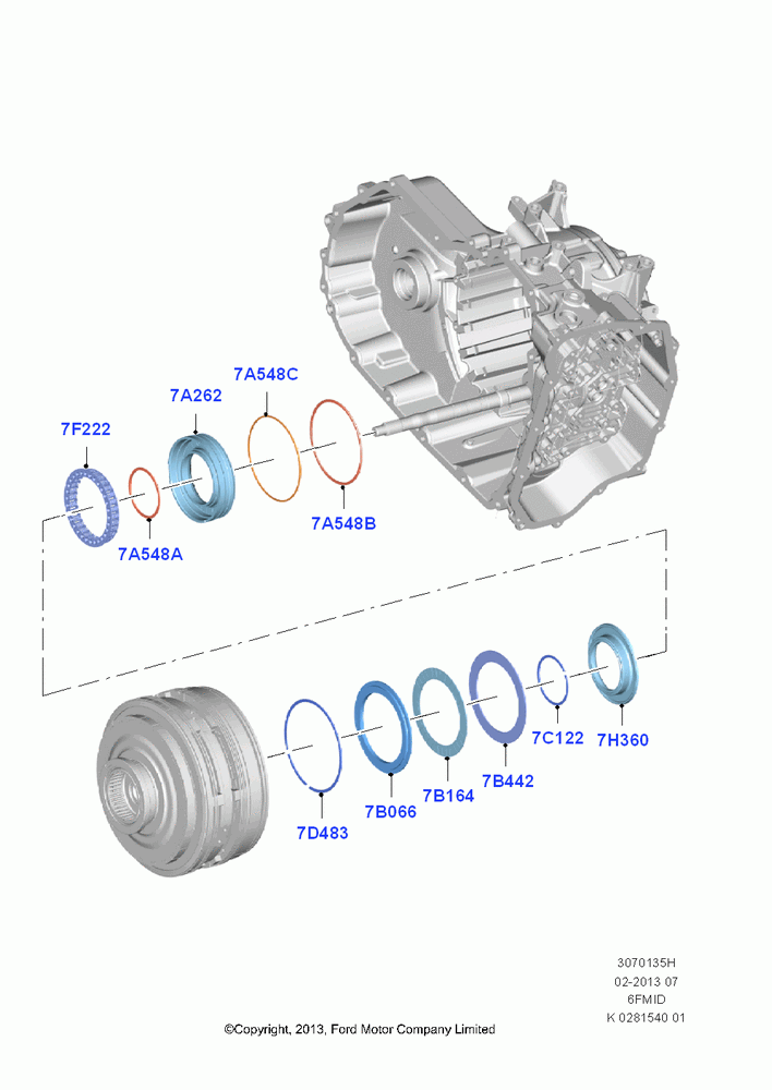 35H - Overdrive Clutch and Components, 1.6L EcoBoost SCTi 160/182PS-Sigma, 2.5L Duratec (110kW/150PS), 6 Speed Auto Trans 6F Mid-Range, (+)"CDN/PR/USA"; 30/SEP/2013