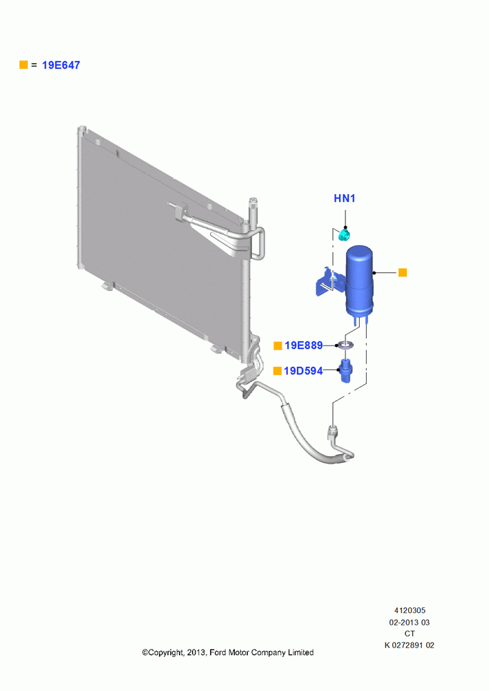 05 - Air Conditioning Accumulator Front, 1.6L EcoBoost SCTi 160/182PS-Sigma, 1.0L EcoBoost 120PS/125PS/140PS, With Air Conditioning; 24/JUN/2013-01/AUG/2019