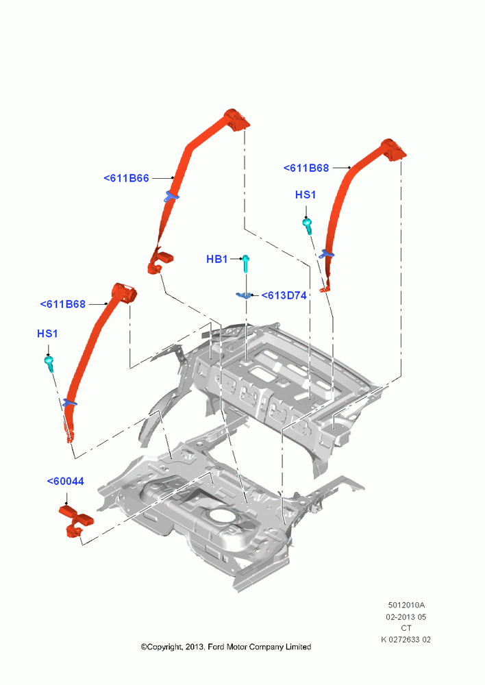 10A - Rear Seat Belts, 4 Door Sedan; 29/APR/2013-01/AUG/2019
