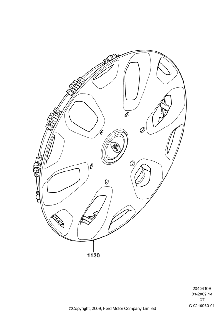 10B - Wheel Ornamentation, (+)"CDN/PR/USA"; 01/APR/2009