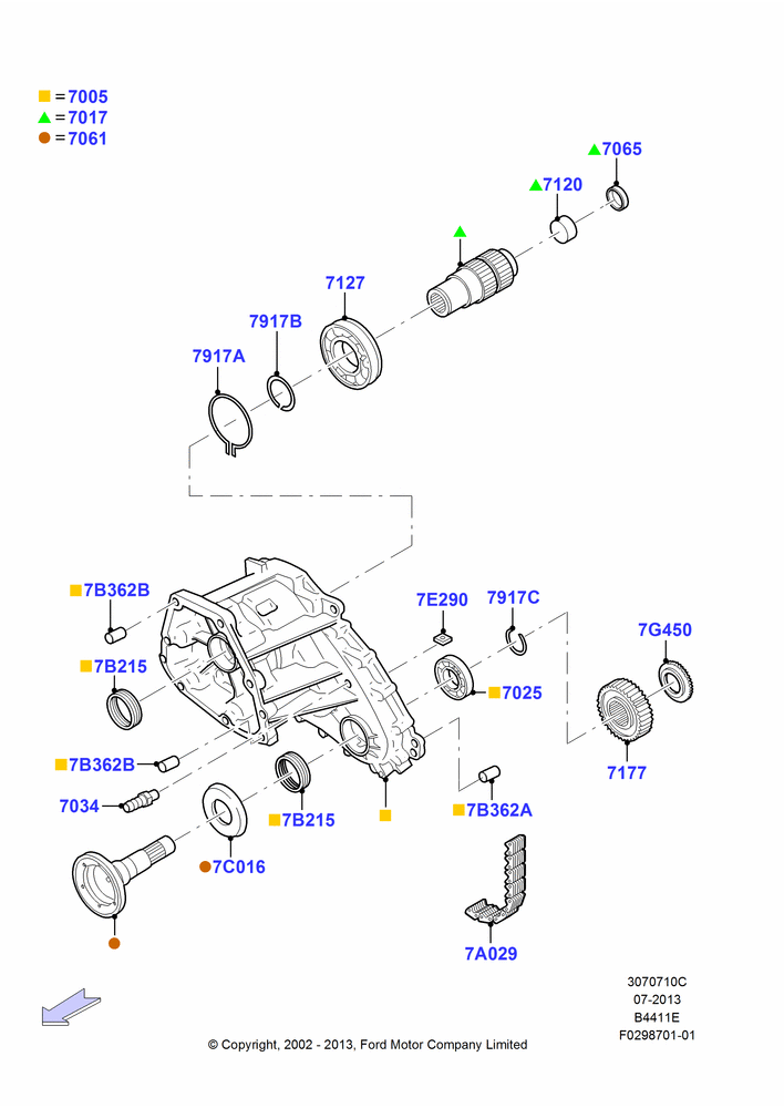 10C - Transfer Drive Components, 1 Speed Part Time Tod, FRONT; 02/DEC/2002-19/JUL/2005