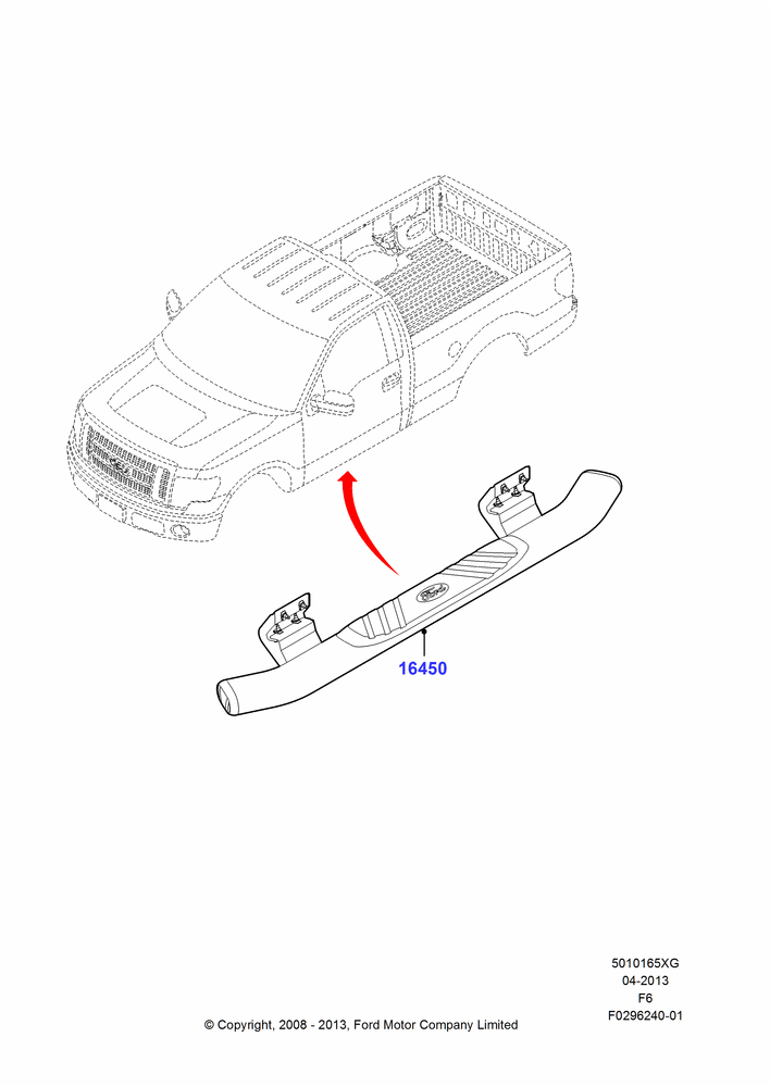 65XG - Running Boards/Side Steps, Regular Cab, Accessory; 18/AUG/2008-23/DEC/2014