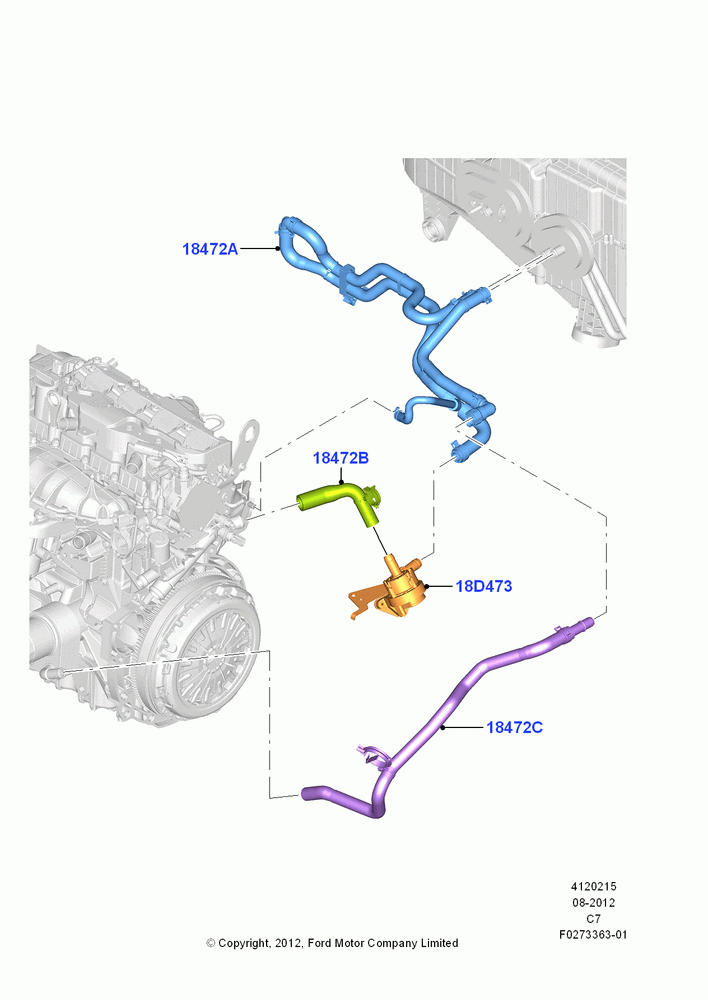 15B - Heater Hoses, 1.6L PI TC I4 ETHNL, Starter - Stop/Start System; 13/AUG/2012-14/JUL/2014