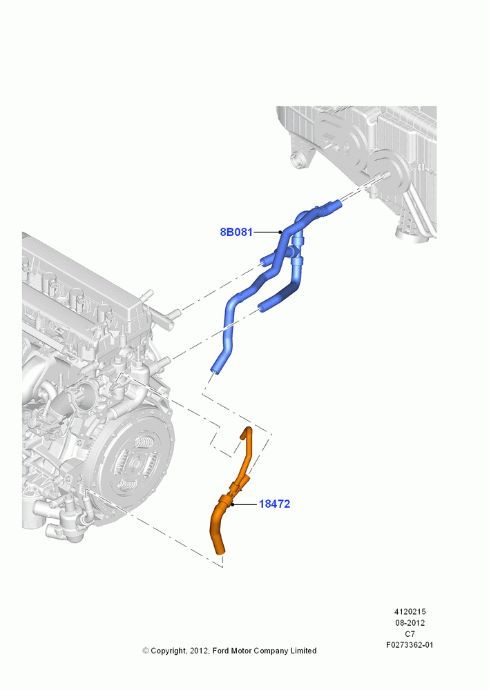 15E - Heater Hoses, (-)Series 55, 2.0L Duratec Hybrid (130kW), Less Plug In Hybrid; 13/AUG/2012