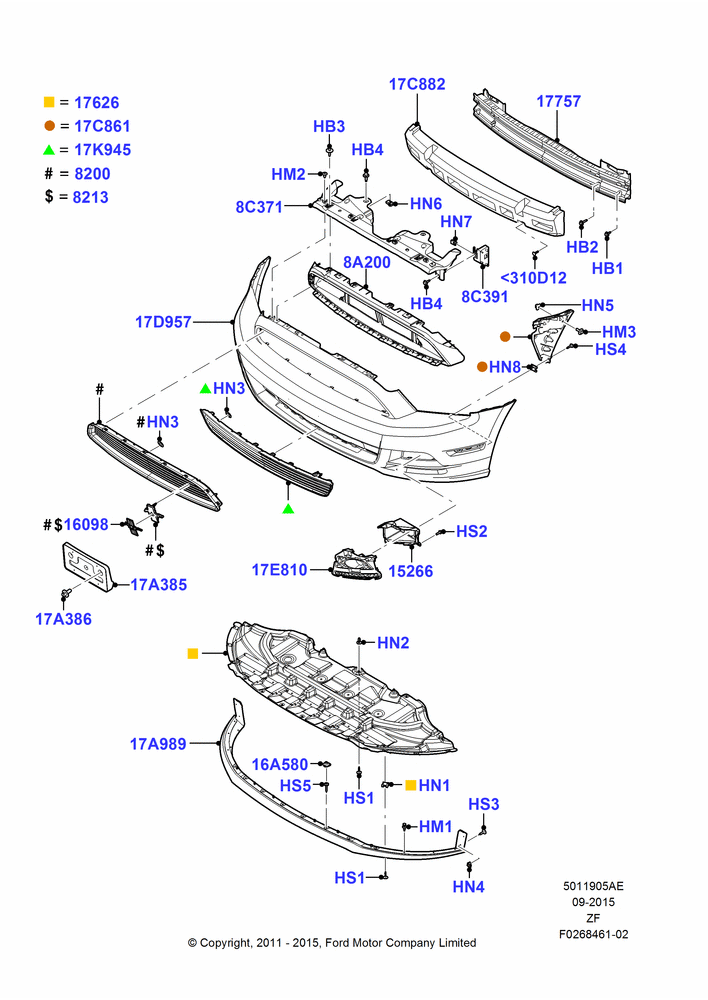 05AE - Radiator Grille and Front Bumper, Base, With Sport Appearance Group; 27/FEB/2012-27/JUN/2014