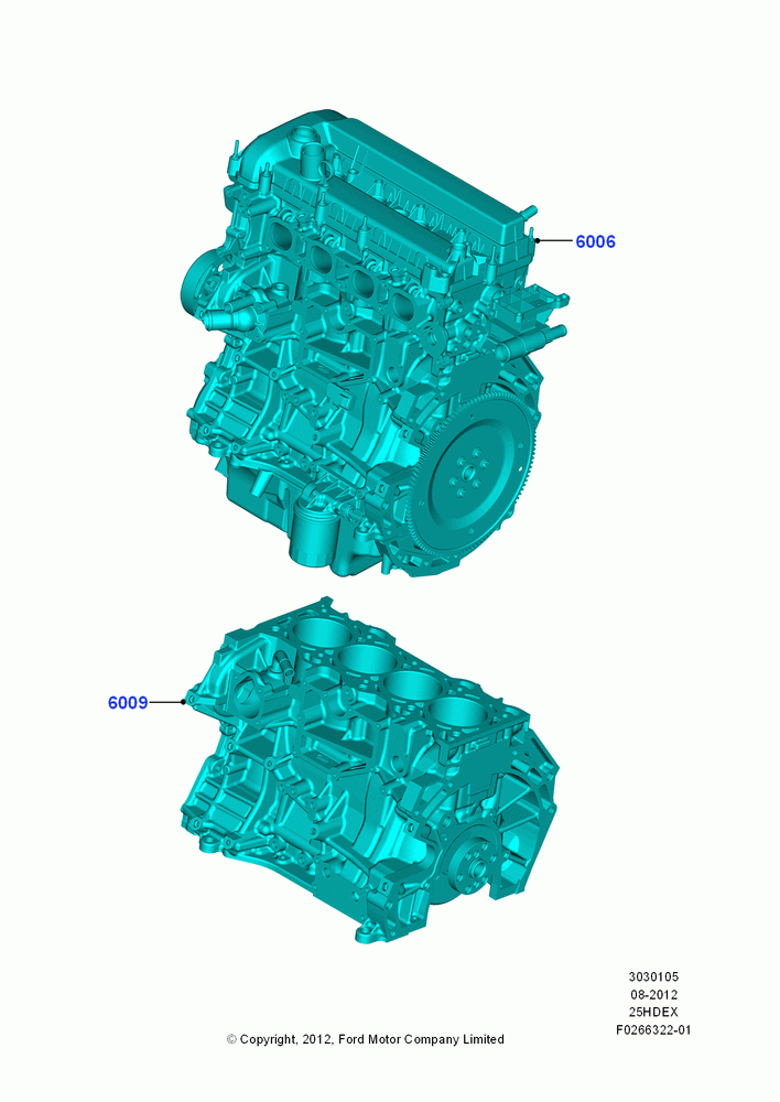 05B - Service Engine and Short Block, 2.5L Duratec (110kW/150PS), 2.5L Duratec FFV (125kW/170PS); 13/AUG/2012