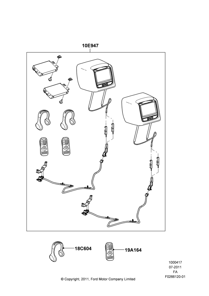 17XB - Accessory Entertainment Systems, Crew Cab, Accessory - DVD Head Rest Kits; 25/JUL/2011-22/OCT/2012