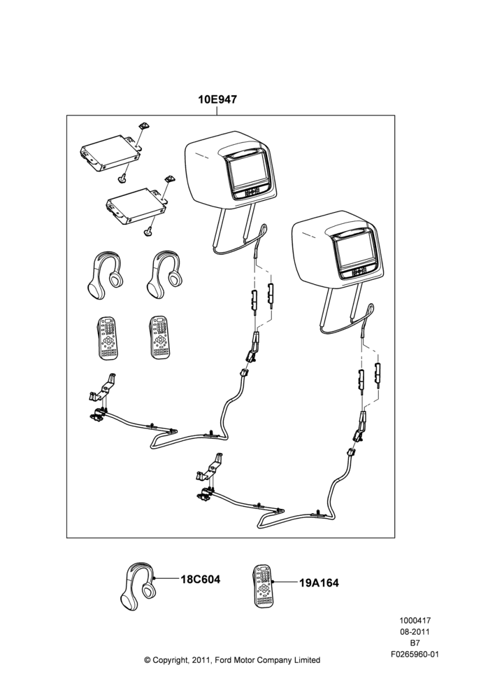 17XD - Accessory Entertainment Systems, Accessory - DVD Head Rest Kits; 22/AUG/2011-23/AUG/2012