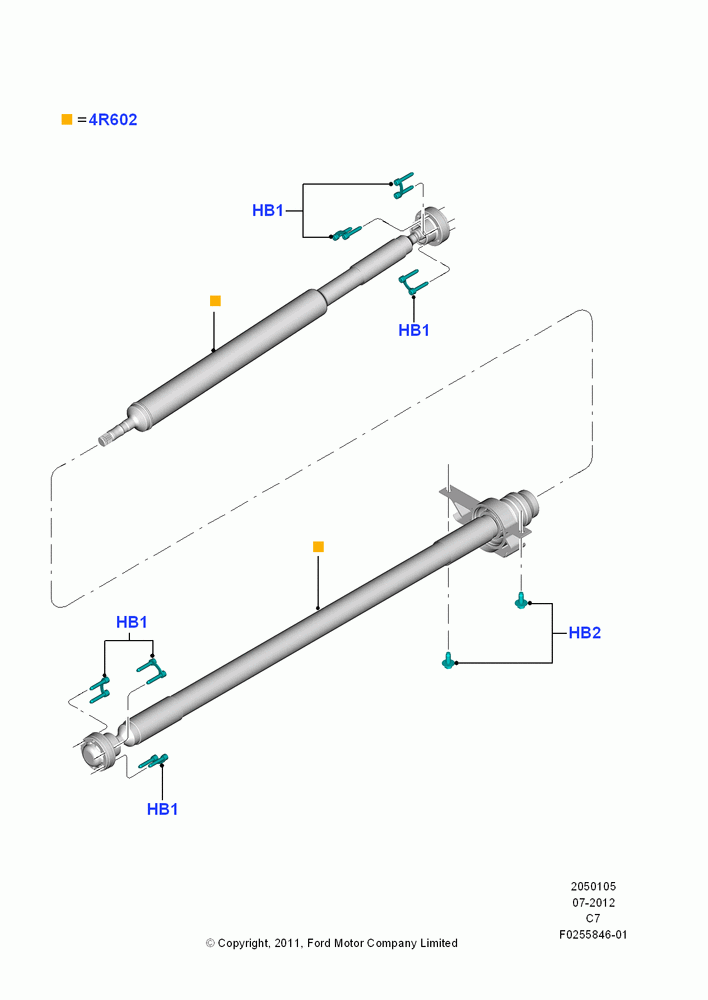 05A - Drive Shaft - Rear Axle Drive, LHD 4WD (FTD), 2.0L EcoBoost (240PS); 13/AUG/2012