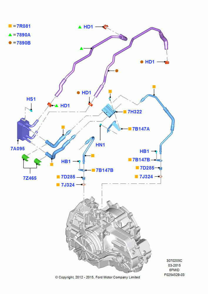 05C - Transmission Cooling Systems, 6 Speed Auto Trans 6F Mid-Range, 2.0L EcoBoost (240PS); 13/AUG/2012-14/JUL/2014