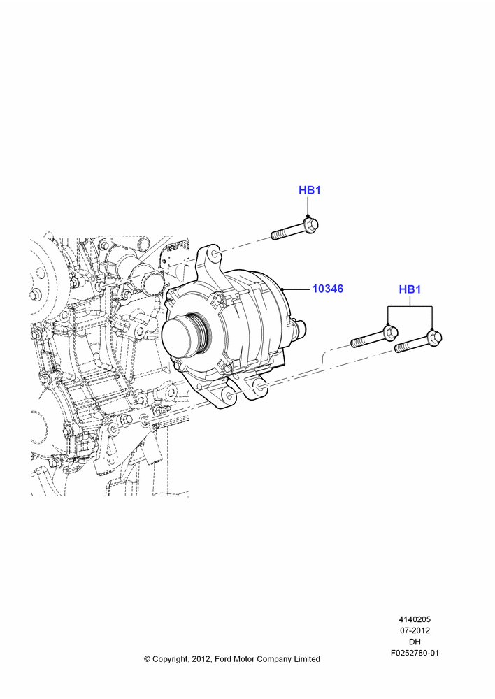 05B - Alternator and Mountings, 2.0L EcoBoost (240PS); 30/JUL/2012-04/MAY/2018