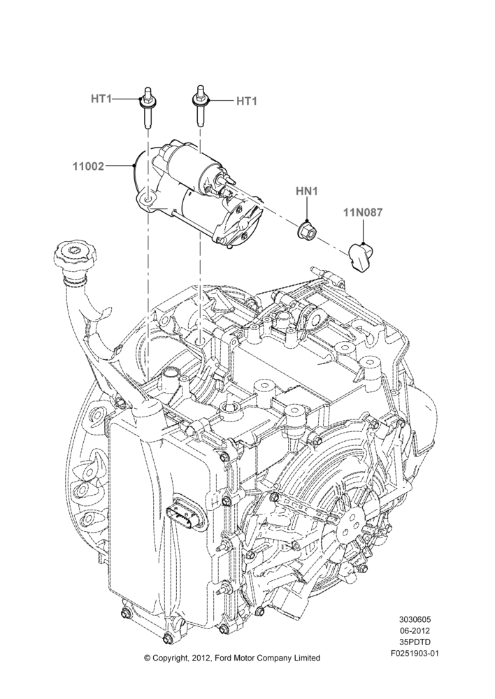 05D - Starter Motor, 3.5L DOHC T/C V6 Gas; 04/SEP/2012-03/MAR/2019
