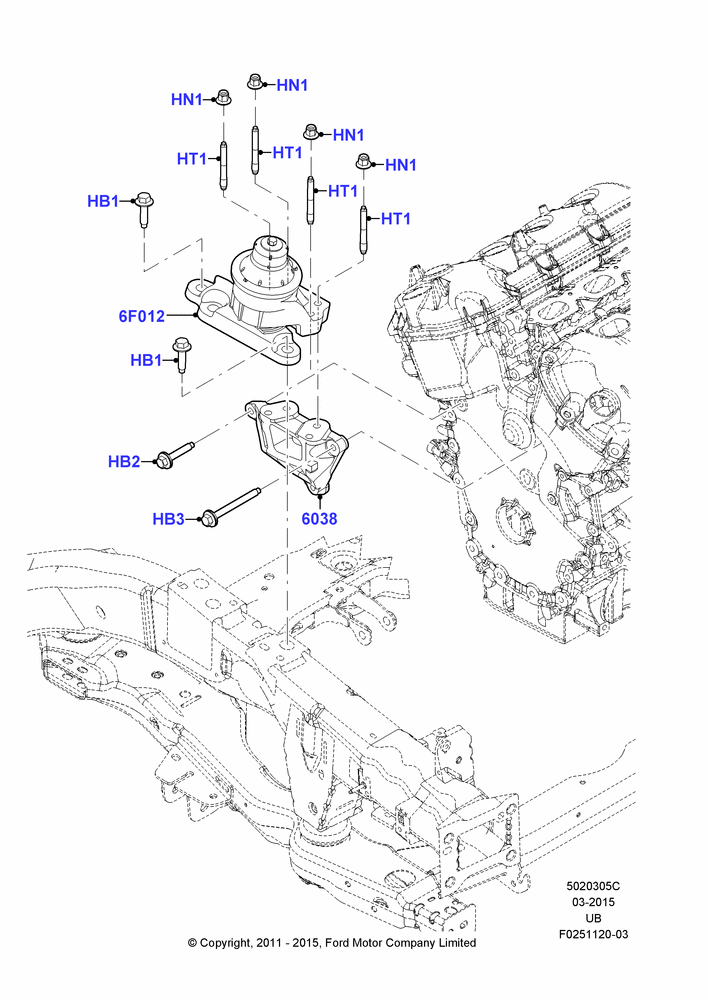 05C - Engine Mounting, 3.5L DOHC T/C V6 Gas; 04/SEP/2012-03/MAR/2019