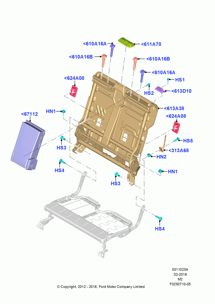 25A - Rear Seat Back, 60% Seat, LH; 09/APR/2012-13/AUG/2019
