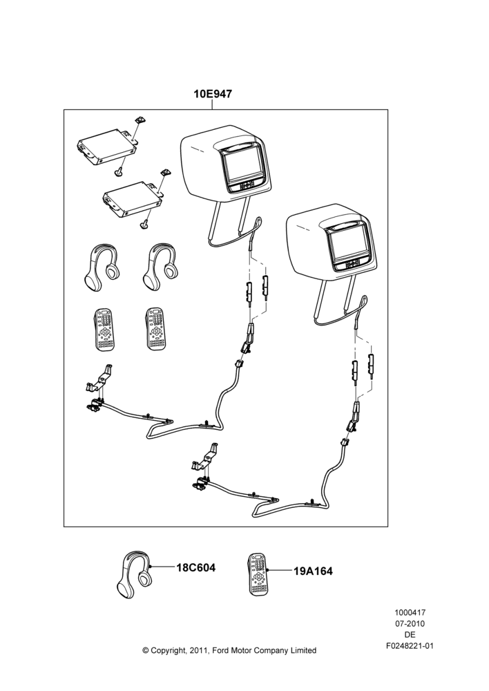 17B - Accessory Entertainment Systems, Ford Division Derivative, Accessory - DVD Head Rest Kits; 26/JUL/2010-29/JUL/2012