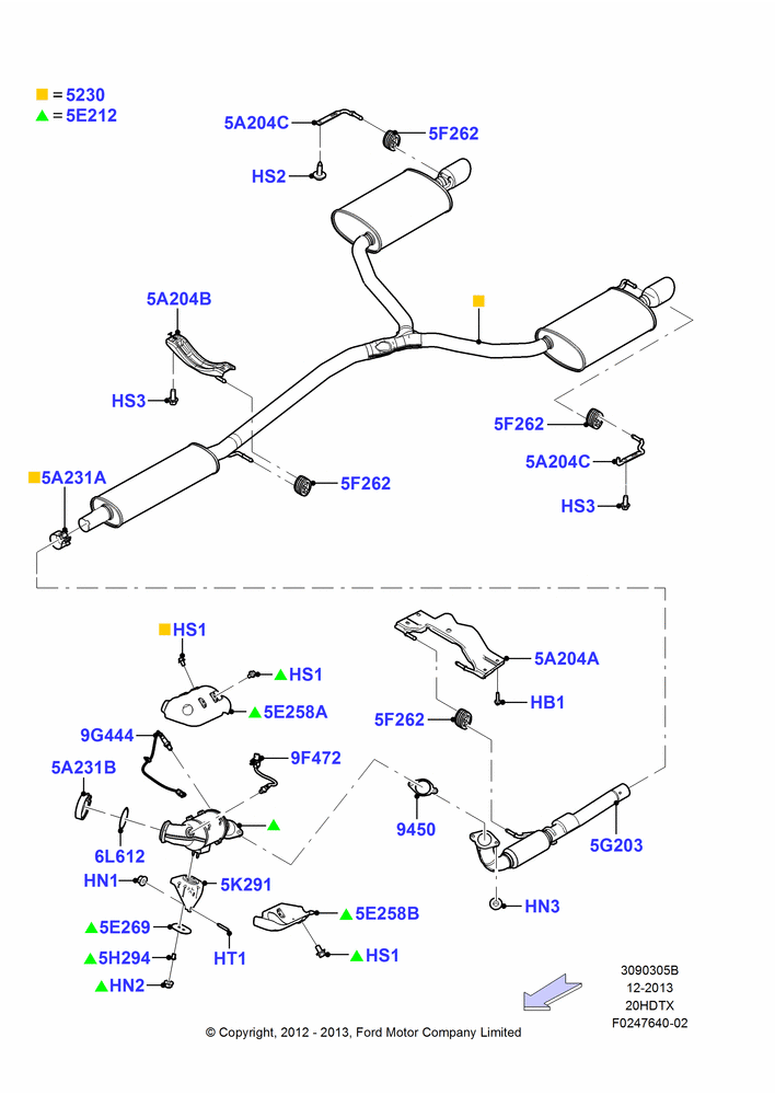 05B - Exhaust System, 2.0L EcoBoost (240PS); 16/APR/2012-01/MAR/2019