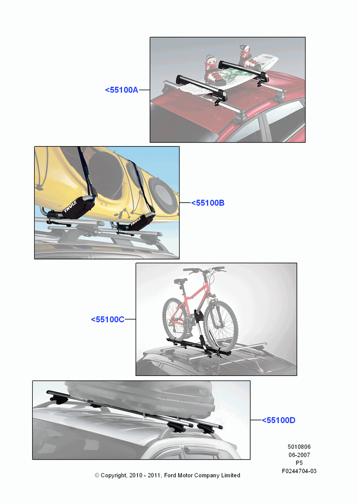 06B - Accessory Roof Rack Mounting Kits, Cross Bar, Ski Racks, Bike Racks, Wheel Holder, Kayak And Canoe Carrier; 18/JUN/2007-27/FEB/2009
