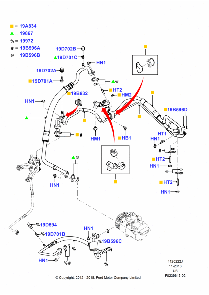 22J - Air Conditioning System, 3.5L DOHC T/C V6 Gas, Under Hood; 04/SEP/2012-02/DEC/2013