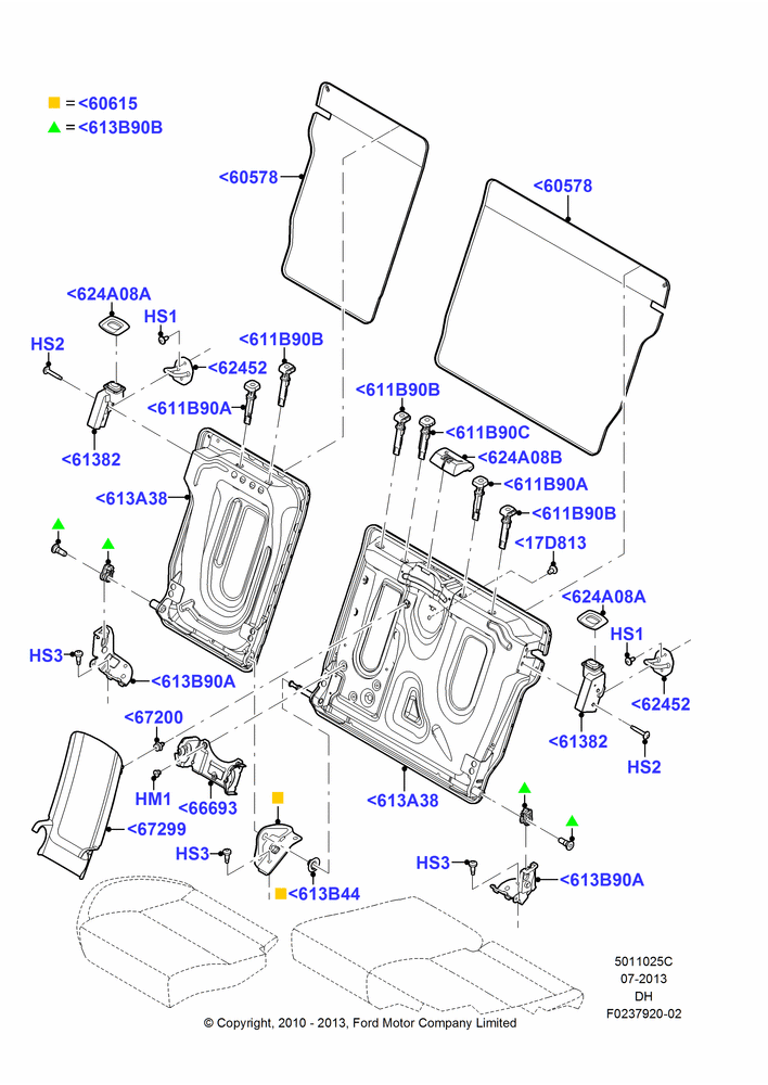 25C - Rear Seat Back, Rear Center Armrest With Stowage, With 60:40 Split - Folding Rr Seat; 31/JAN/2011-08/DEC/2014