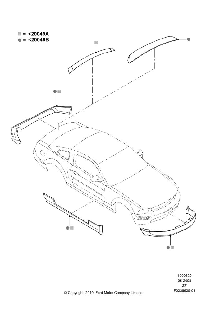 Body Dress Up Kits - Front, Base, Includes Front Fascia, Rear Fascia and Rocker Panels, Set Of 5 Pieces, Accessory