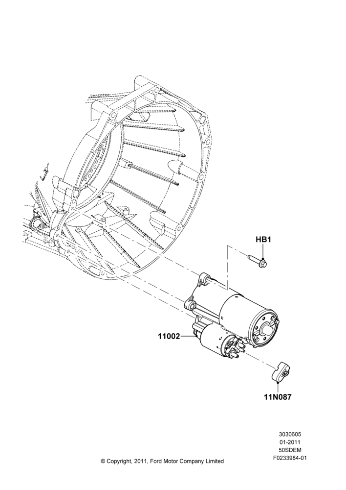 05B - Starter Motor, 5.0L V8 32V DOHC EFI Modular; 03/FEB/2011-27/JUN/2014