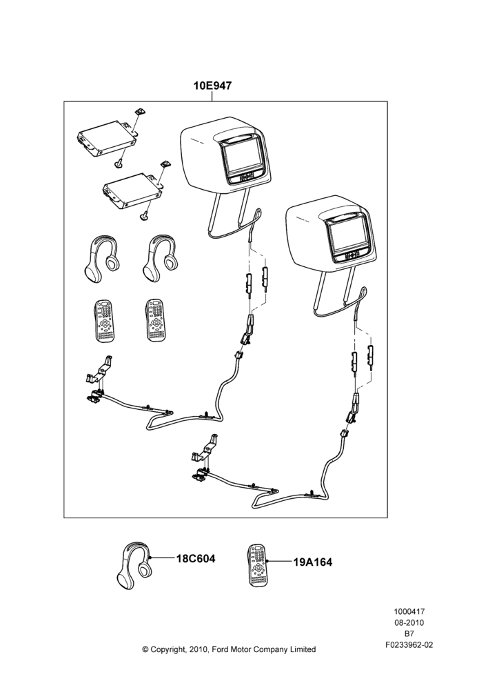 17XA - Accessory Entertainment Systems, Accessory - DVD Head Rest Kits; 16/AUG/2010-22/AUG/2011