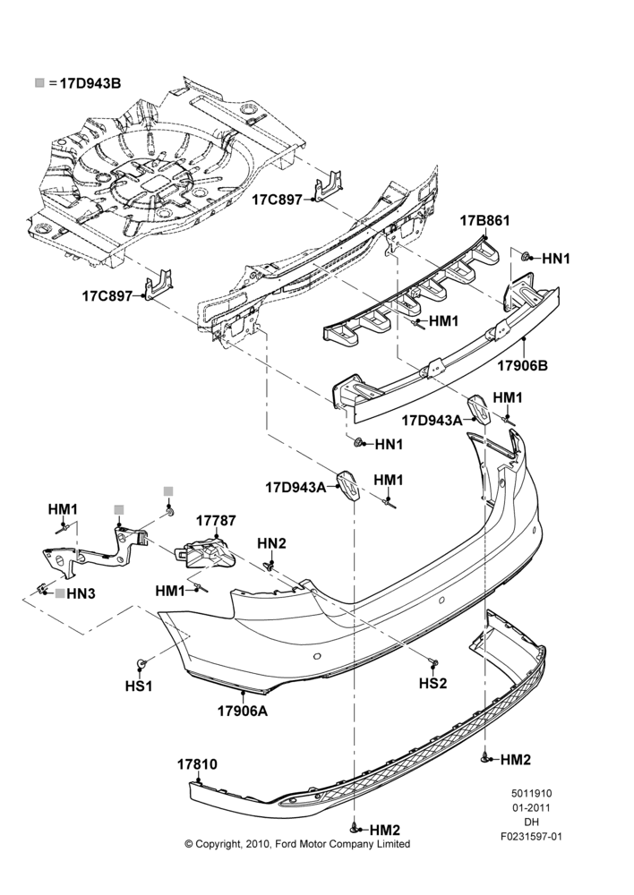 10A - Rear Bumper, 4 Door Sedan; 31/JAN/2011-08/DEC/2014