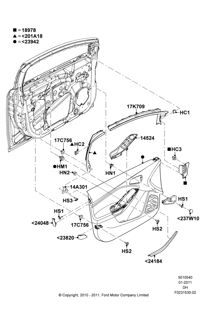 40A - Front Door Trim Panels; 31/JAN/2011-08/DEC/2014