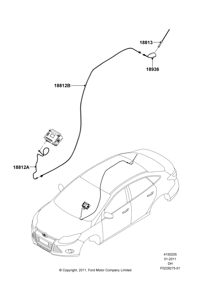 05A - Antenna, 5 Door Sedan, Less Sync; 31/JAN/2011-04/MAY/2018
