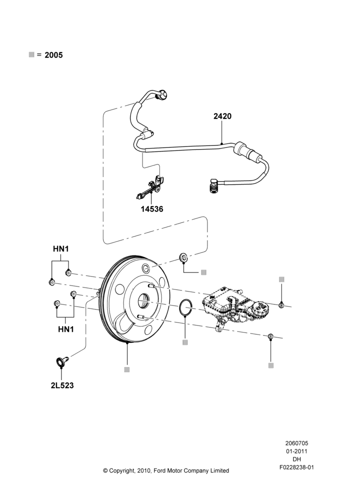 05A - Brake Booster, 1.0L EcoBoost 120PS/125PS/140PS, 2.0L I4 DI TIVCT Petrol 160PS, 2.0L EcoBoost (240PS); 31/JAN/2011-04/MAY/2018