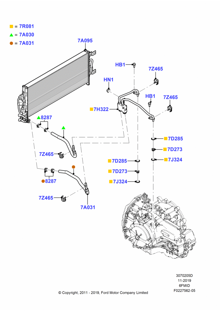 Transmission Cooling Systems, 6 Speed Auto Trans 6F Mid-Range