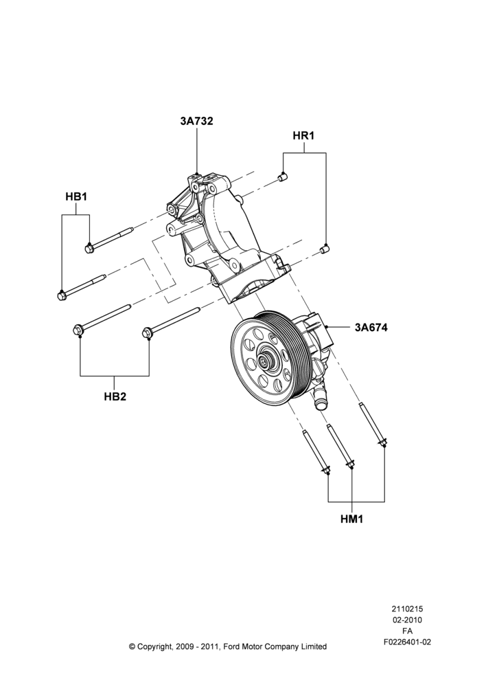 15B - Power Steering Pump Mounting, 6.7L 4V V8 T/C Diesel; 22/FEB/2010-05/JUL/2016