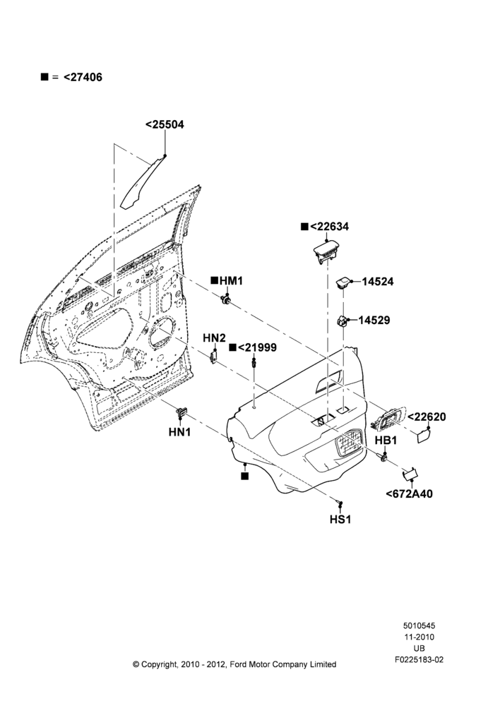 45A - Rear Door Trim Panels; 04/OCT/2010-04/MAY/2015