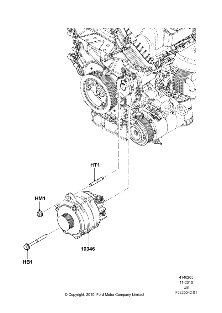 05A - Alternator and Mountings, 3.5L Cyclone V6 Petrol TIVCT; 04/OCT/2010-06/FEB/2012
