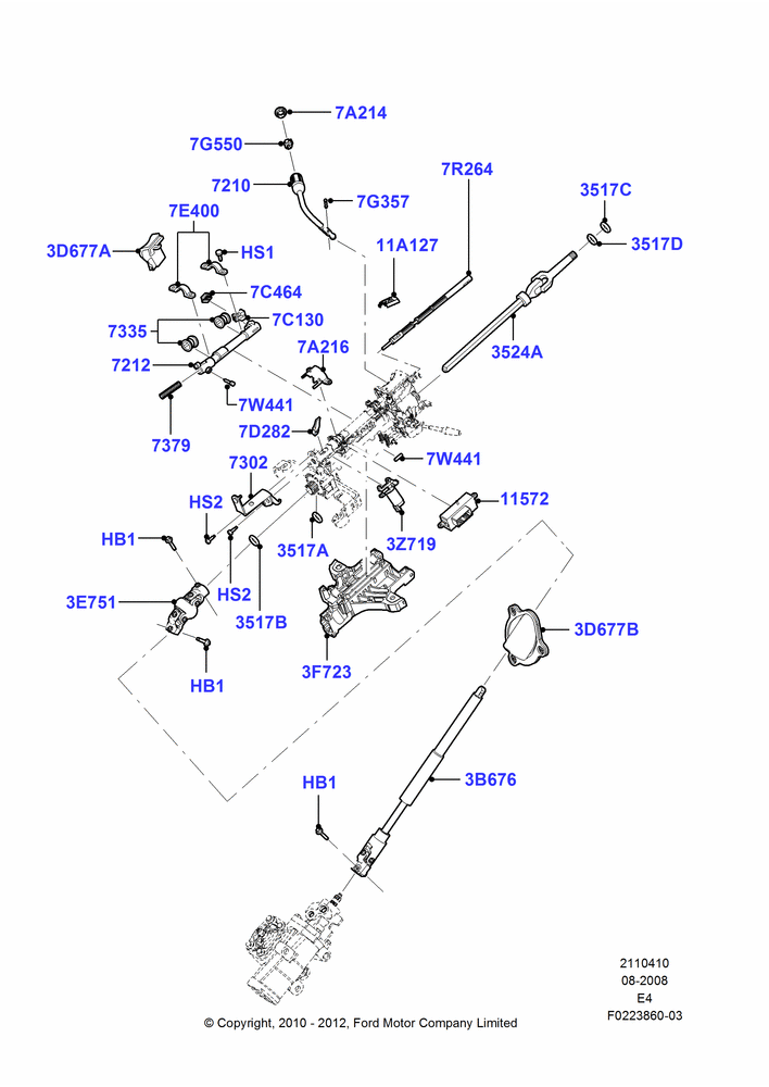 10C - Steering Column And Gear Shift, All Reg/Ext Vans/Wagons & Cutaway; 18/AUG/2008-09/SEP/2013
