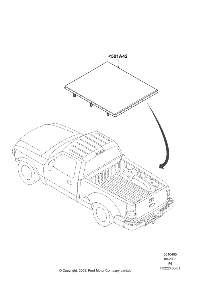 05XK - Pick Up Box/Tailgate and Tonneau, With 6.5' Flareside Box, Accessory, Soft Tonneau Cover; 18/AUG/2008-06/JUL/2009