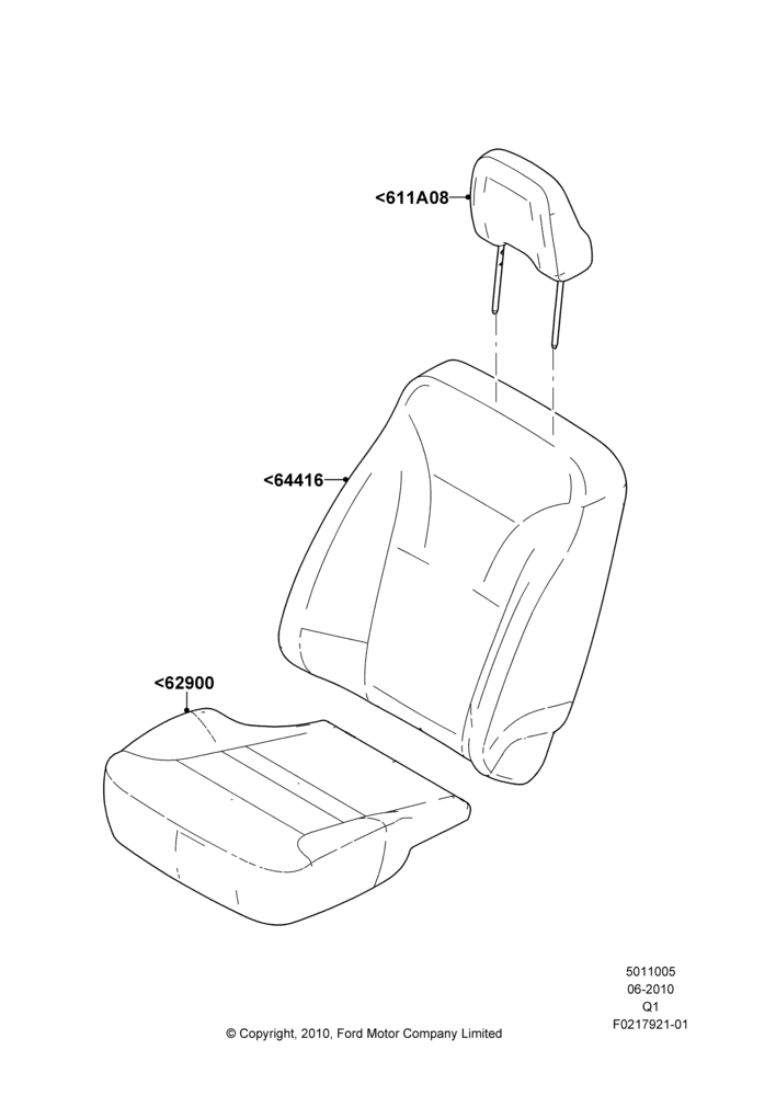 05F - Front Seat Covers, Lincoln/Mercury Series; 12/JUL/2010-08/AUG/2011