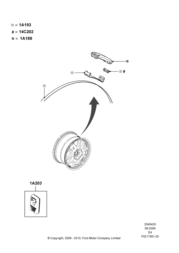 20C - Tire Pressure Monitor System, 7.0 X 16" Forged Aluminum Wheel, Tire Inflation Monitor; 24/AUG/2009-07/OCT/2009