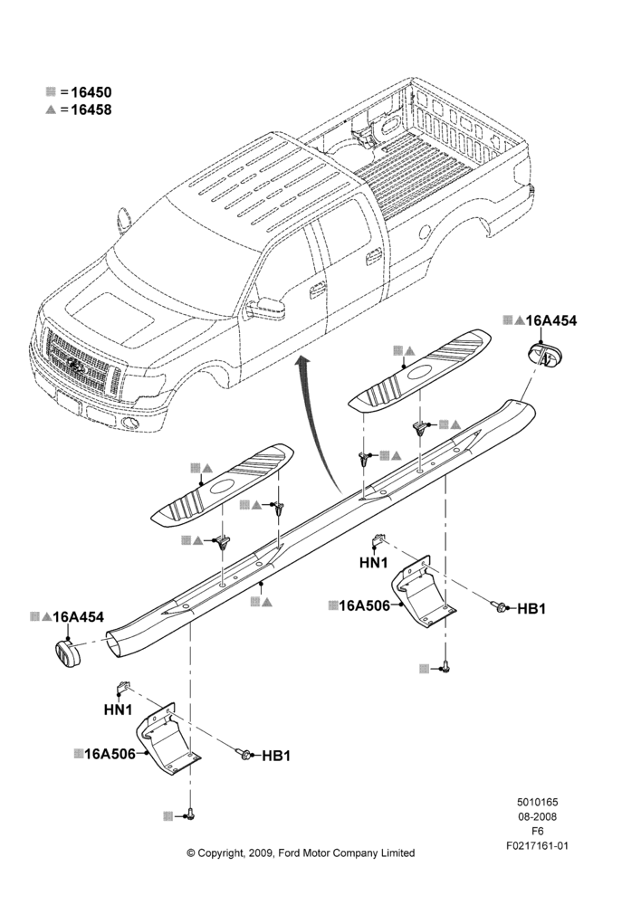65Y - Running Boards/Side Steps, Crew Cab, Running Board - Eliptical Chrome, Production Molded Boards; 18/AUG/2008-01/FEB/2010