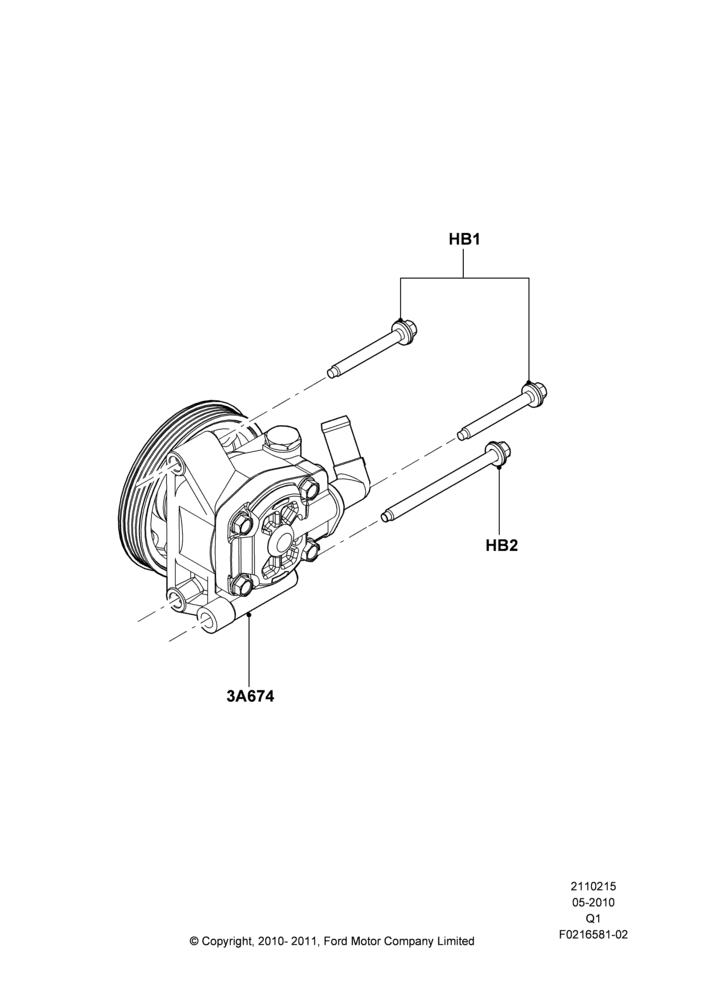 15B - Power Steering Pump Mounting; 12/JUL/2010-05/NOV/2010