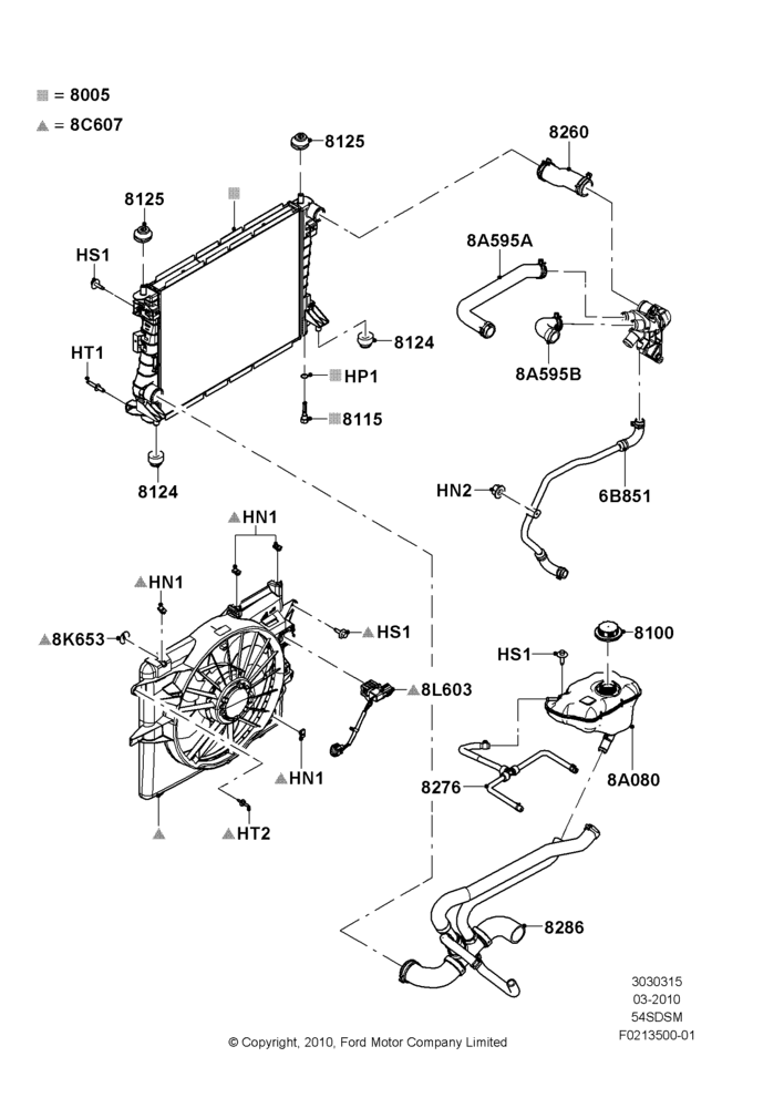 15C - Radiator/Coolant Overflow Container, 5.4L 4V DOHC EFI S/C ALUM V8 G; 22/MAR/2010-30/APR/2012