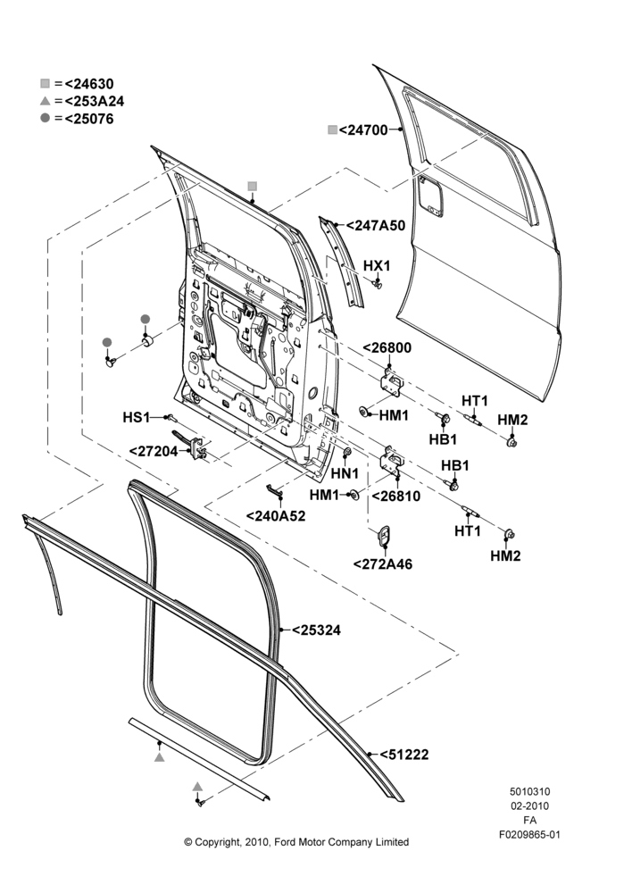 10B - Rear Doors, Hinges & Weatherstrips, Crew Cab; 22/FEB/2010-05/JUL/2016