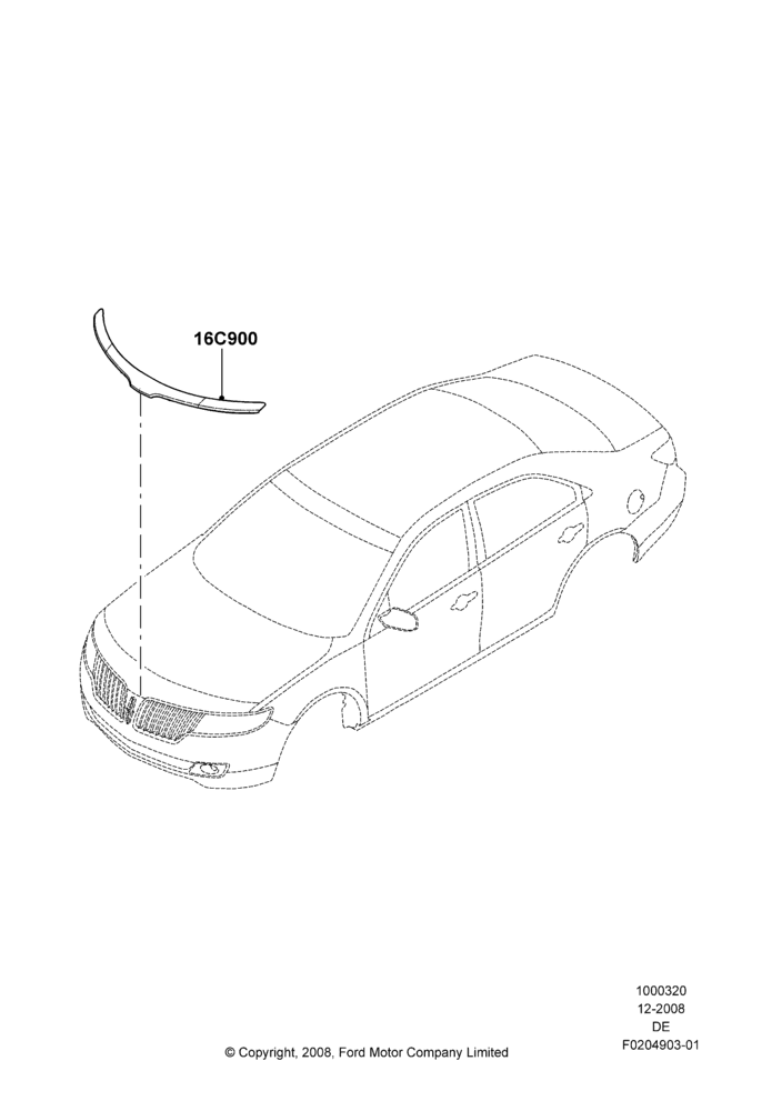 20F - Body Dress Up Kits - Front, Lincoln Division Derivative, Accessory, Hood Air Deflector; 04/FEB/2009-29/JUL/2012
