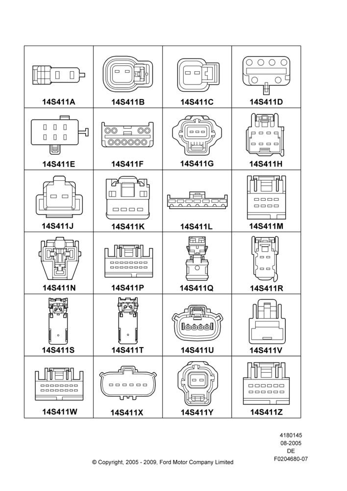 45GA - Pigtail Wiring Kits, Miscellaneous, Page A; 01/AUG/2005-04/FEB/2009
