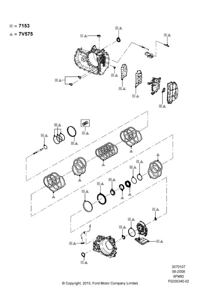 07A - Automatic Transmission Gasket Kits, 6 Speed Auto Trans 6F Mid-Range; 23/JUN/2008-29/APR/2012