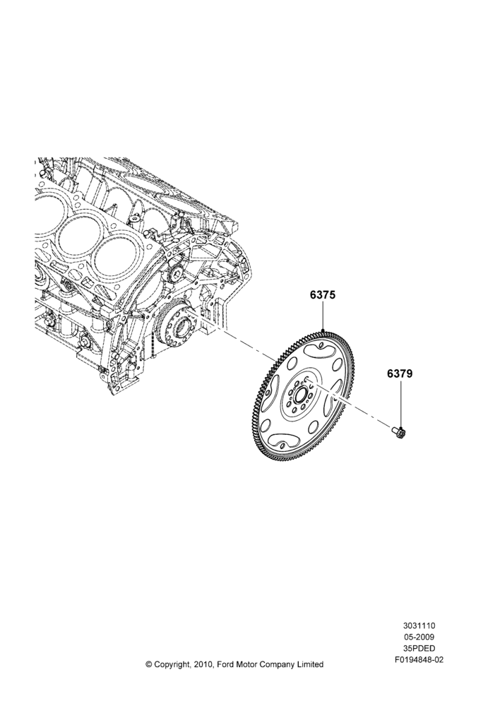 10B - Flywheel, 3.5L 4V DOHC VCT SMPI V6 Gas; 15/JUN/2009-06/FEB/2012
