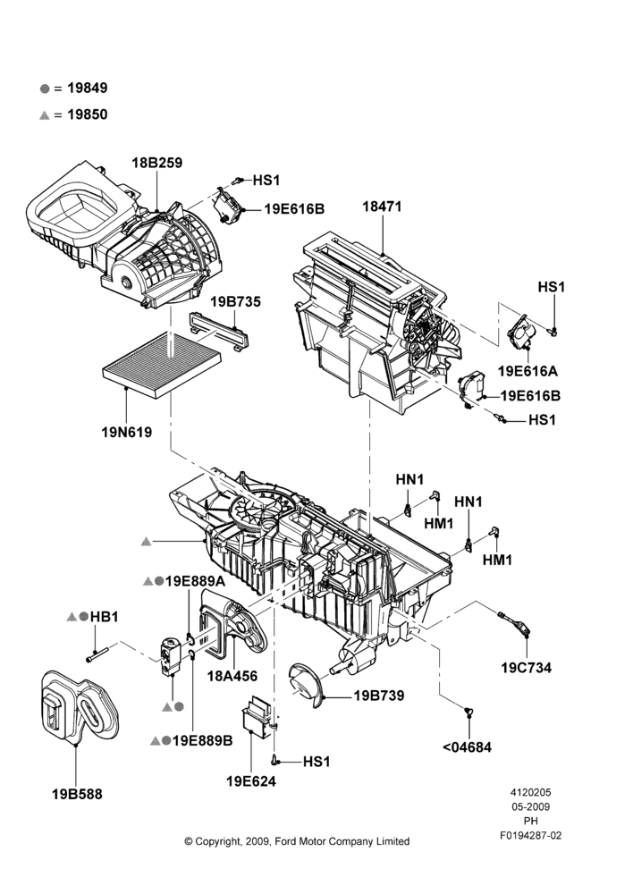 05A - Heater/Air Cond.External Components, Manual Air Conditioning; 15/JUN/2009-01/MAR/2019