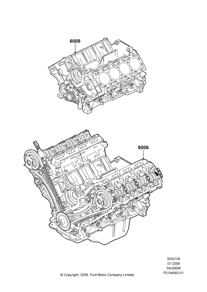 05G - Service Engine and Short Block, 5.4L 3V V8; 15/SEP/2008-11/AUG/2014